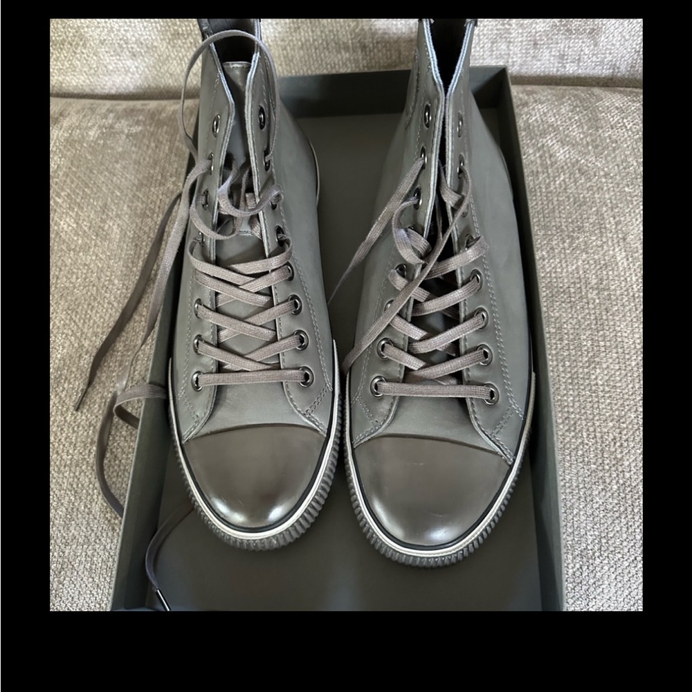 Men’s All Saints, grey high top leather sneakers